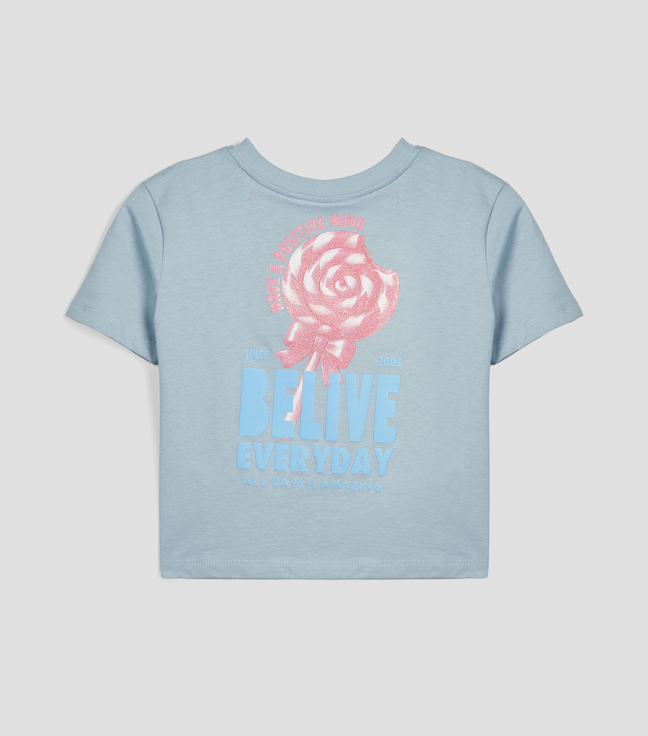 Playera cuello redondo manga corta estampada Niña
